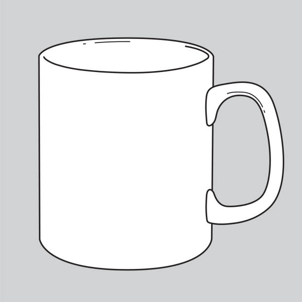 ilustraciones, imágenes clip art, dibujos animados e iconos de stock de taza de línea negra aislada sobre fondo blanco. taza de té. café caliente. - steam coffee cup black coffee non alcoholic beverage