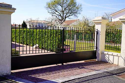 Luxury iron gate to the entrance of a vineyard near St-Emilion, France