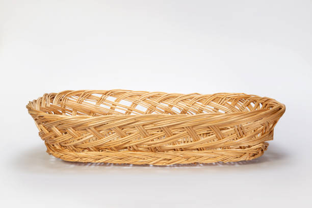 istock Hand made bamboo basket isolated on white. Woven from bamboo tray. 1388117962