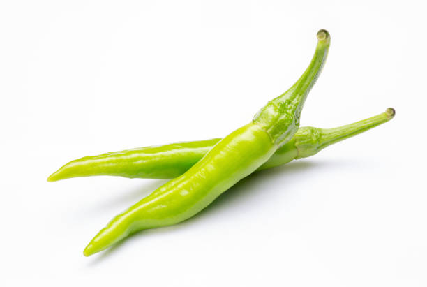 istock Fresh green chili isolated on white background 1388118141