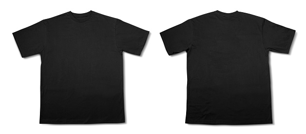 Black Tshirt Front And Back Views Isolated On White With Clipping Path ...