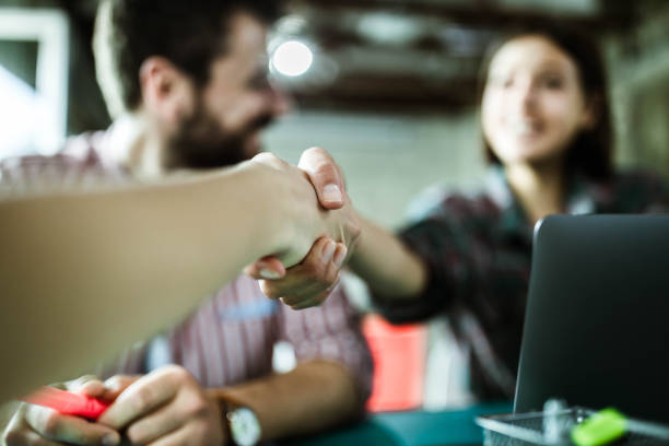 istock Successful deal at casual office! 1388120839