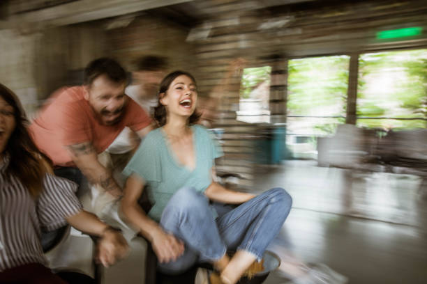 istock Chair race in blurred motion! 1388122114