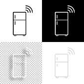 istock Smart Refrigerator. Icon for design. Blank, white and black backgrounds - Line icon 1388122269