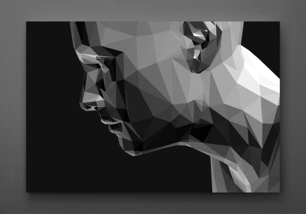 istock Face side view. Time to think. Giving it a little thought. Polygonal human head. Minimalistic design for business presentations, flyers or posters. 3d vector illustration. 1388125579