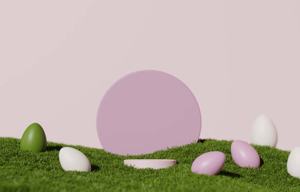 istock 3D display podium pastel pink  background, Easter on natural green grass. Rabbit ears. Nature minimal pedestal, beauty, cosmetic product presentation. Spring banner. Feminine template 3d render. 1388127655