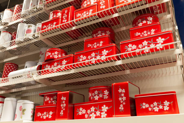 metal gift box on shelf