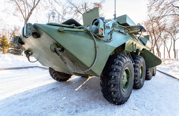 The unified command-staff vehicle R-149MA1 of russian army Samara, Russia - January 27, 2018: The unified command-staff vehicle R-149MA1 of russian army based on the BTR-80 ironclad stock pictures, royalty-free photos & images