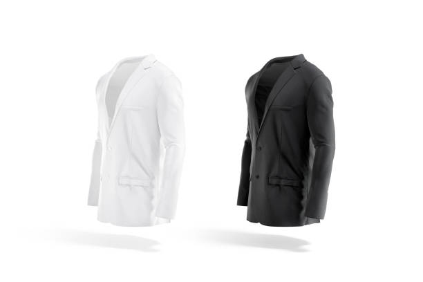 istock Blank black and white men blazer mock up, side view 1388134973