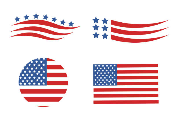 illustrazioni stock, clip art, cartoni animati e icone di tendenza di bandiera usa nel vettore di stile - veteran government day president