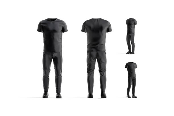 istock Blank black sport uniform mockup, different views 1388136259