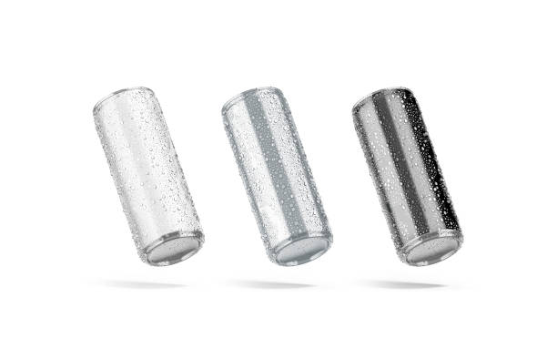 Blank black, silver, white aluminum 500 ml soda can mockup drops Blank black, silver, white aluminum 500 ml soda can mockup drops, 3d rendering. Empty metal canned pot for beverage mock up bottom, isolated. Clear standart drink pack template. can bottom stock pictures, royalty-free photos & images