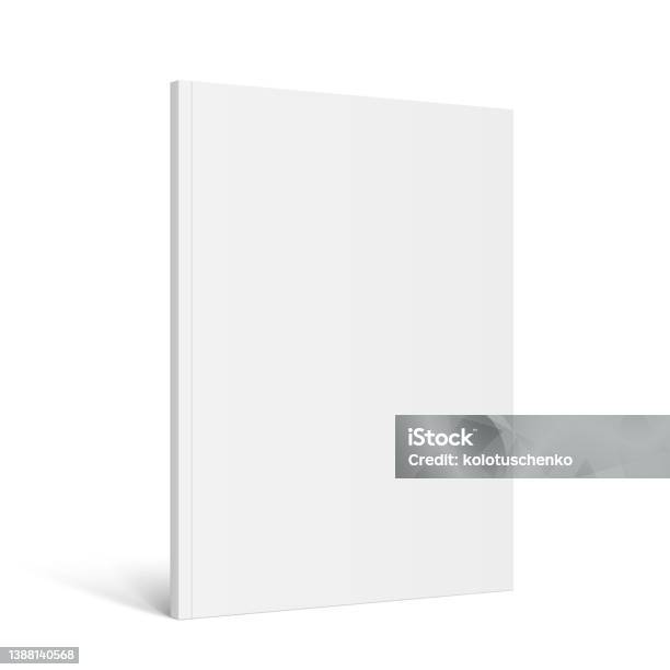 Vector Realistic Standing 3d Magazine Mockup With White Blank Cover - Arte vetorial de stock e mais imagens de Modelo - Arte e Artesanato