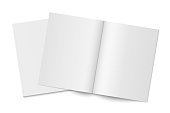 istock Vector mockup of two white paperback magazines with transparent shadow 1388140611
