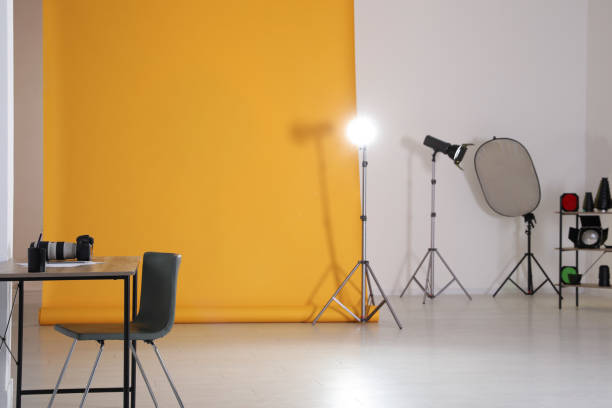 istock Photo studio interior with set of professional equipment and workplace 1388140671