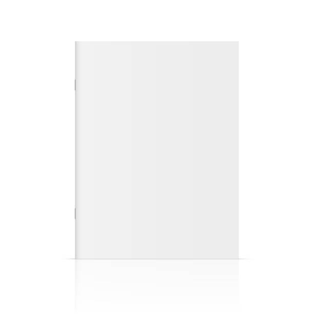 벡터 현실적인 서 3d 잡지 모형 화이트 빈 커버 - isolated on white isolated white white background stock illustrations