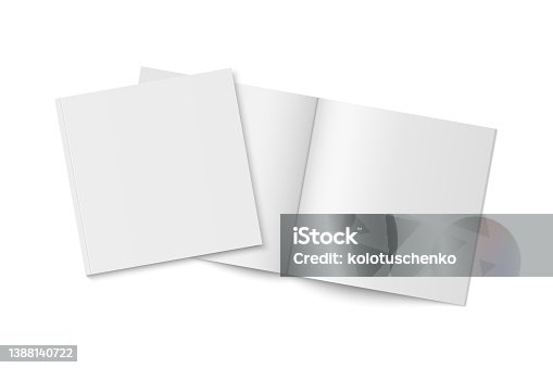 istock Vector mockup of two white paperback magazines with transparent shadow. 1388140722