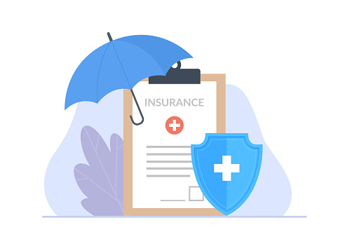 Health insurance contract. Vector illustration of insurance concept.