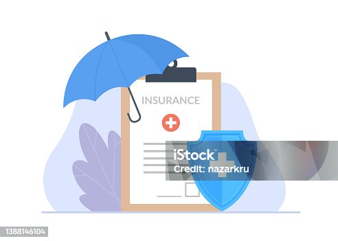 istock Health insurance contract. Vector illustration of insurance concept. 1388146104