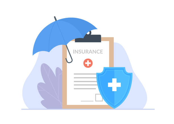 Health insurance contract. Vector illustration of insurance concept. Health insurance contract. Vector illustration of insurance concept. insurance stock illustrations