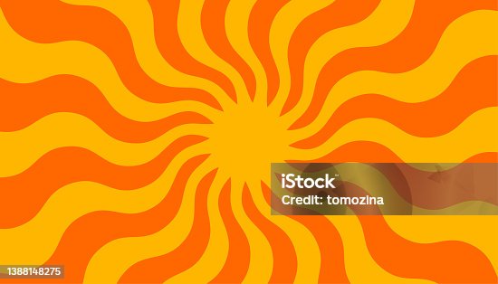 istock Retro banner with sun and rays in style of 70s 1388148275