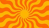 istock Retro banner with sun and rays in style of 70s 1388148275