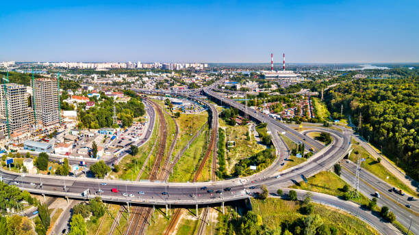 istock Road and railway interchange in Kiev, Ukraine 1388148366