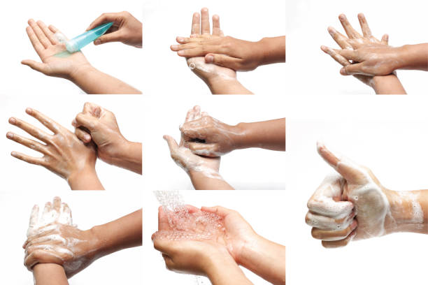 istock Steps to wash your hands thoroughly to prevent germs and viruses. 1388148776