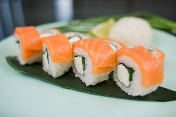 istock roll with salmon and white rice and cream cheese 1388150348