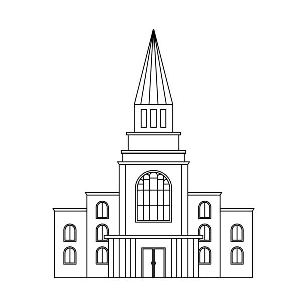 ilustrações de stock, clip art, desenhos animados e ícones de vector illustration of the mormon church. religious architectural building. outline - mormon