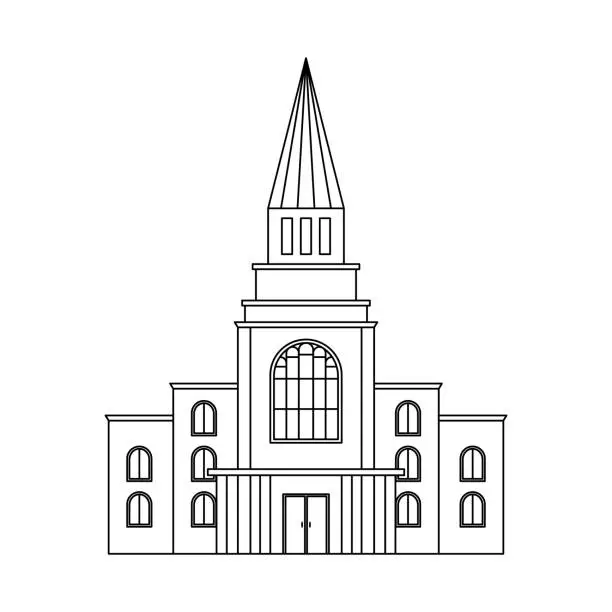 Vector illustration of Vector illustration of the Mormon church. Religious architectural building. Outline