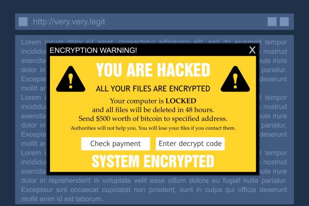 Ransomware encryption lock virus vector art illustration