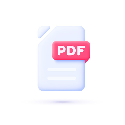 Pdf File 4k Pdf File In 3d Style On White Background Flat 3d File For Web Design ...
