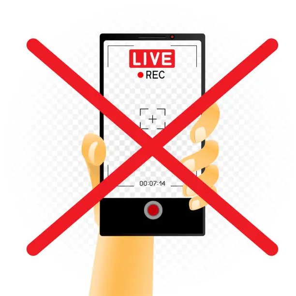 Vector illustration of forbidden to record live broadcast video