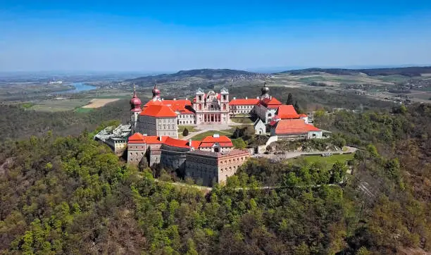 Aerial view of Gottweig Abbey, Austria