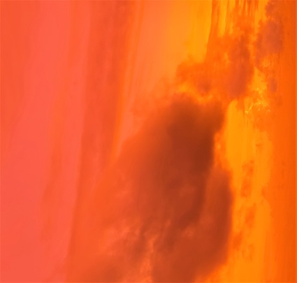 Abstract of cloud shapes and textures in orange tones