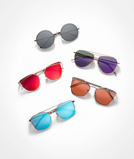 Fashionable multi colored sunglasses isolated on white background (with clipping path)