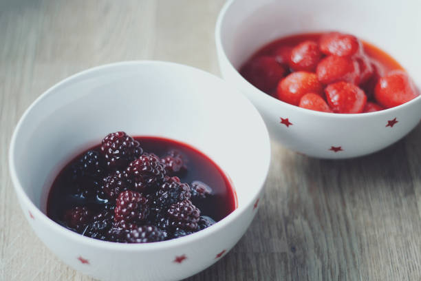 Blackberries and strawberries in a bowl