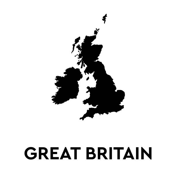черная карта соединенного королевства н�а белом фоне - великобритания stock illustrations