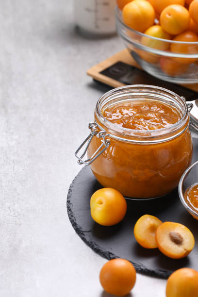 istock Homemade yellow plum jam close-up 1388165964