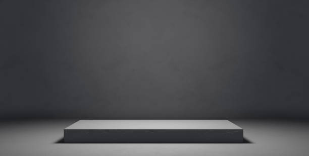 istock Lighted Spotlight Dirty Grungy Podium Dimmed Gray 3D Illustration 1388166220