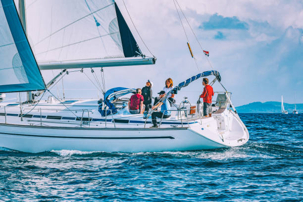 istock Sailing crew on sailboat during regatta 1388166963
