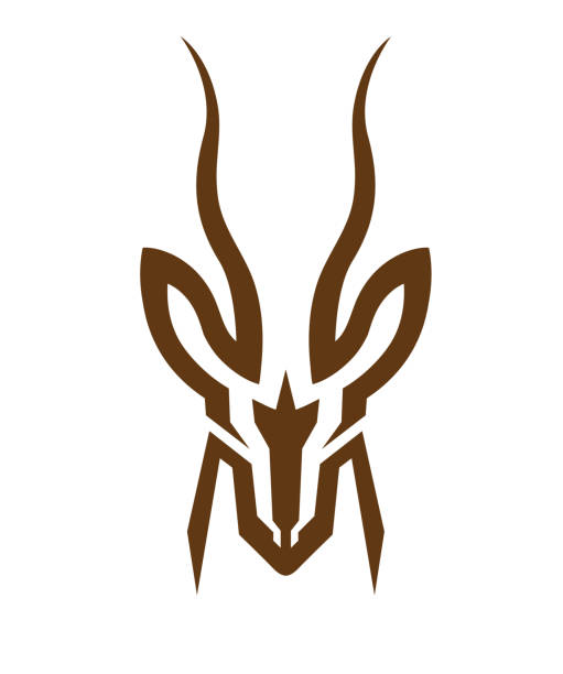 illustrazioni stock, clip art, cartoni animati e icone di tendenza di vettore creativo della testa della gazzella dell'antilope - impala