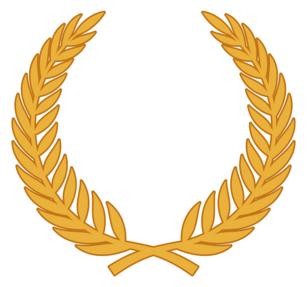 Golden medal branches. Decorative vintage premium badge Golden medal branches. Decorative vintage premium badge isolated on white background laureat stock illustrations