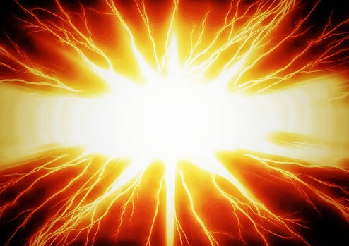 Illustration of exploding red flame