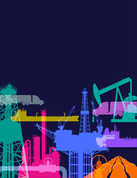 ilustrações, clipart, desenhos animados e ícones de produção da indústria de petróleo ou gás - oil oil industry oil slick petroleum