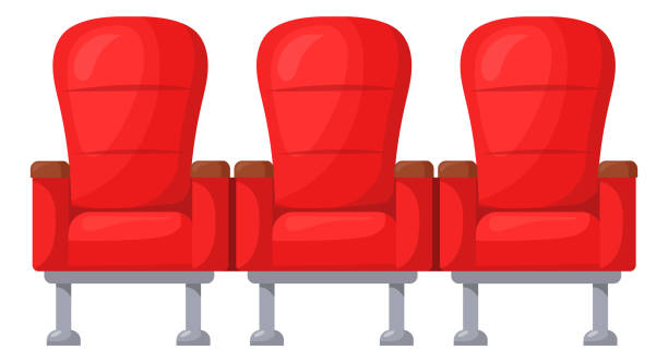 istock Red chairs icon. Row of soft cartoon armchairs 1388175046