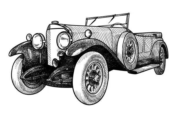 Vector illustration of Vector drawing of a vintage car
