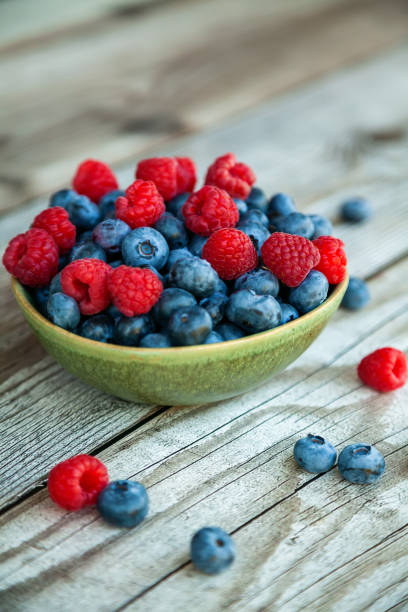 istock Fresh ripe blueberry and raspberry in a bowl 1388177016