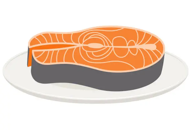Vector illustration of Salmon fish in fresh fillet